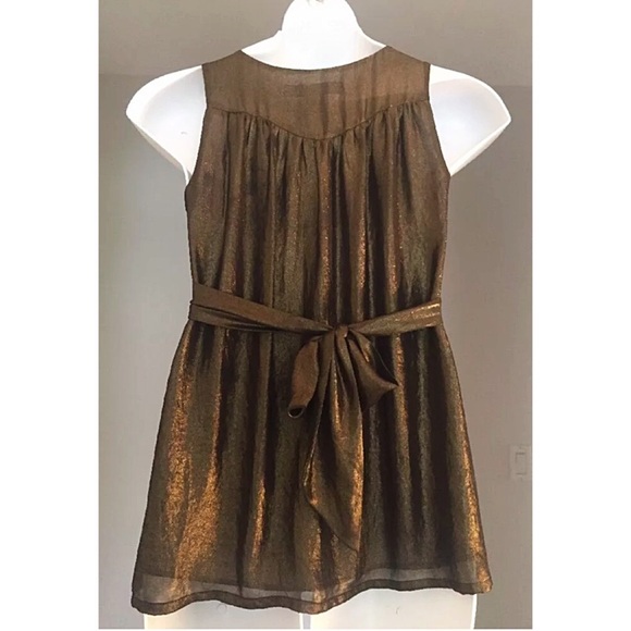 FRENCH CONNECTION Sz 6 Faux Wrap Metallic Blouse - Picture 2 of 7
